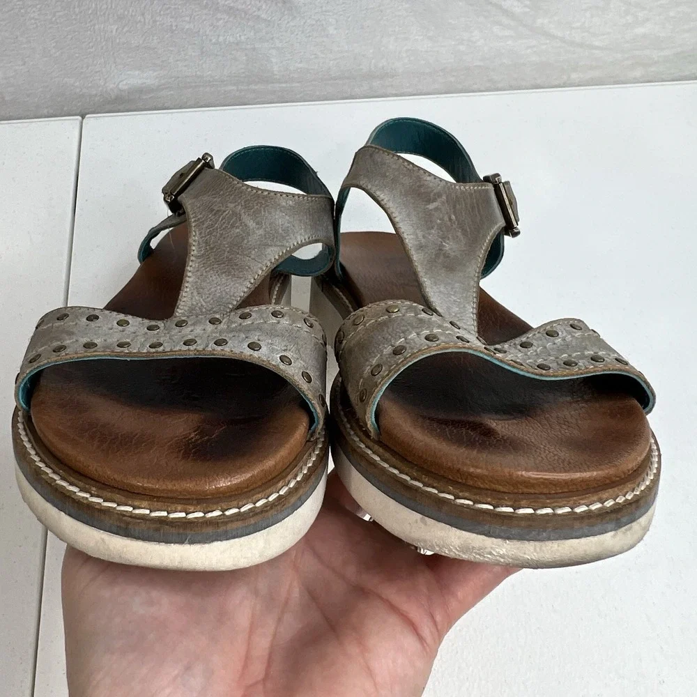 Roan By Bed Stu Women's Size 7.5 Martina Leather Sandals in Alkaline Epica Gray